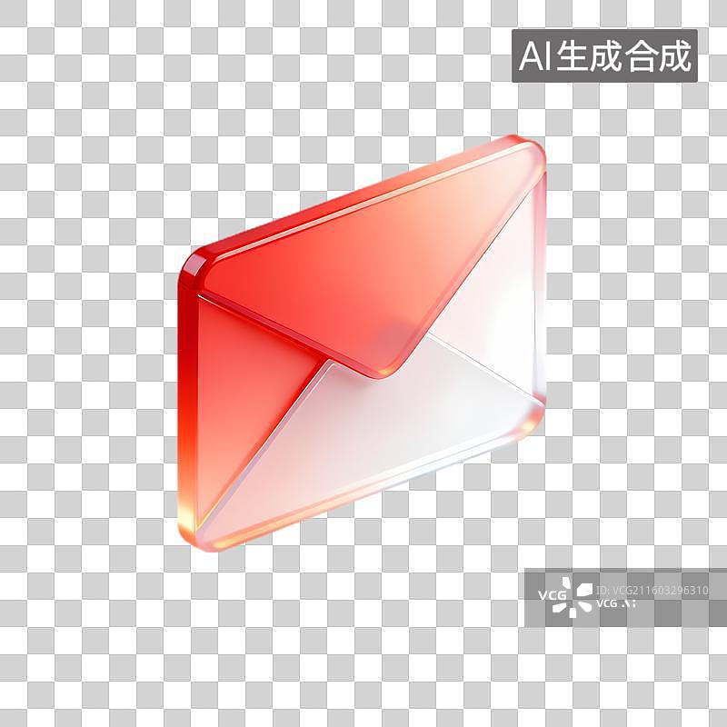【AI数字艺术】红色白色信封邮件图标图片素材