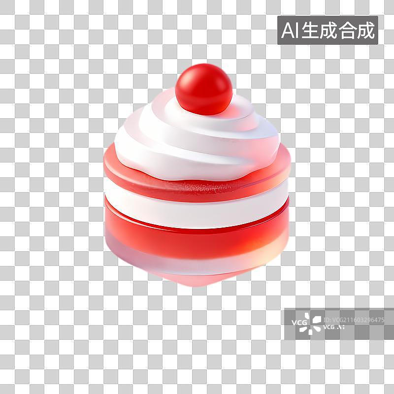 【AI数字艺术】带有白色奶油和红色樱桃的小蛋糕图片素材