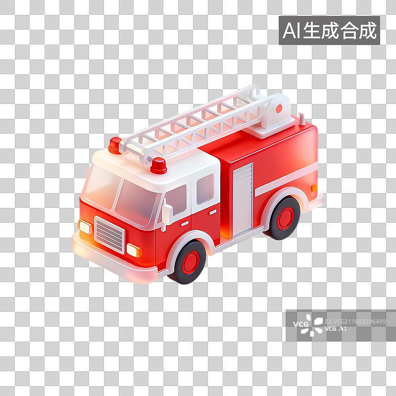 【AI数字艺术】红色消防车展示救援装备图片素材