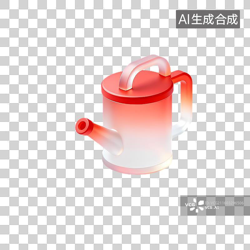 【AI数字艺术】红色渐变浇花壶图片素材