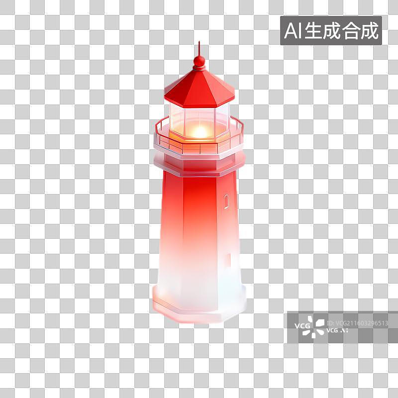 【AI数字艺术】红色发光的灯塔图片素材