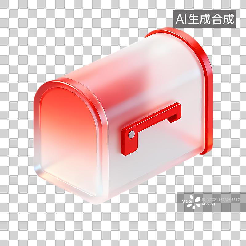 【AI数字艺术】透明红色现代风格邮箱图片素材