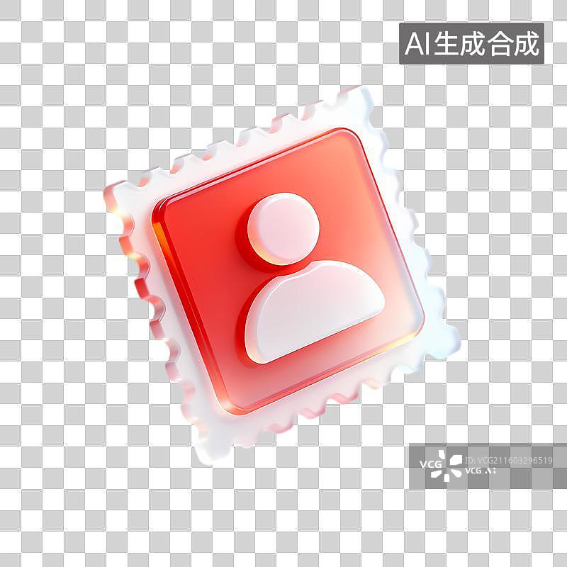 【AI数字艺术】红色用户图标邮票样式图片素材