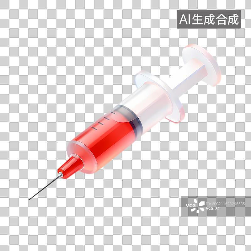 【AI数字艺术】装有红色液体的医疗注射器图片素材