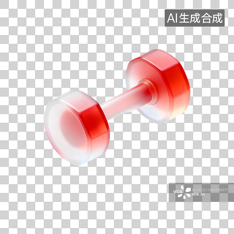 【AI数字艺术】透明红色健身哑铃图片素材