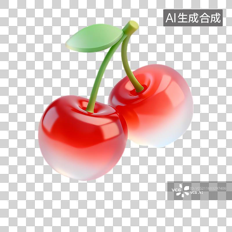 【AI数字艺术】两颗鲜艳欲滴的红樱桃图片素材