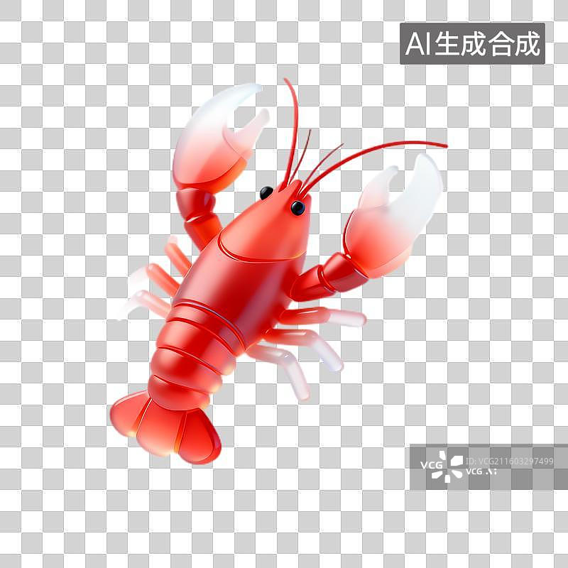 【AI数字艺术】一只鲜艳红色的龙虾图片素材