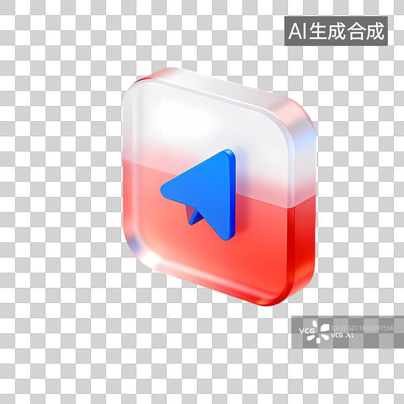 【AI数字艺术】3D渲染播放按钮图标图片素材