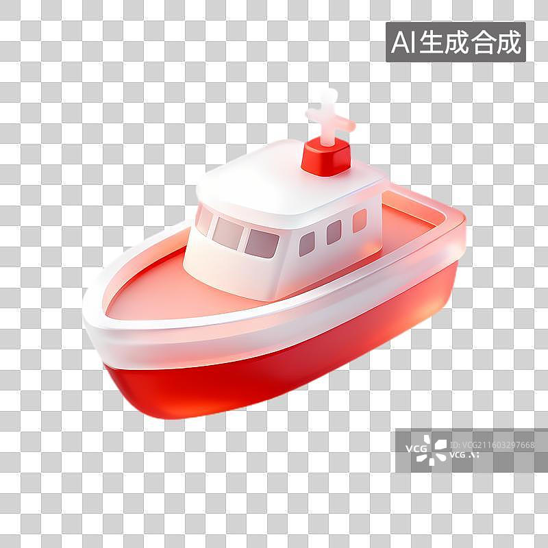 【AI数字艺术】红白配色的小型玩具小船图片素材