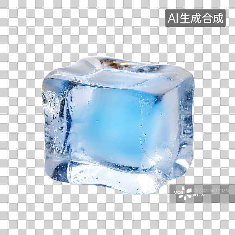 【AI数字艺术】3D渲染，蓝色冰块，夏天免抠元素图片素材