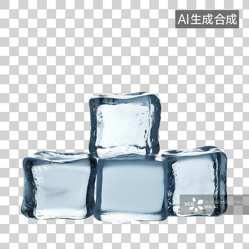 【AI数字艺术】3D渲染，蓝色冰块，夏天免抠元素图片素材