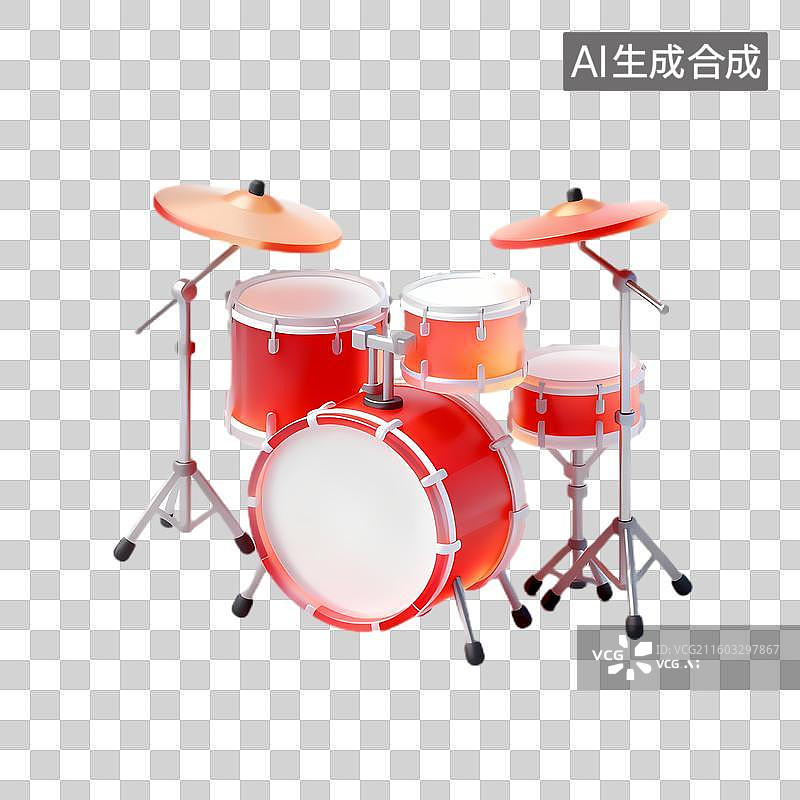 【AI数字艺术】红色的架子鼓及其配件图片素材
