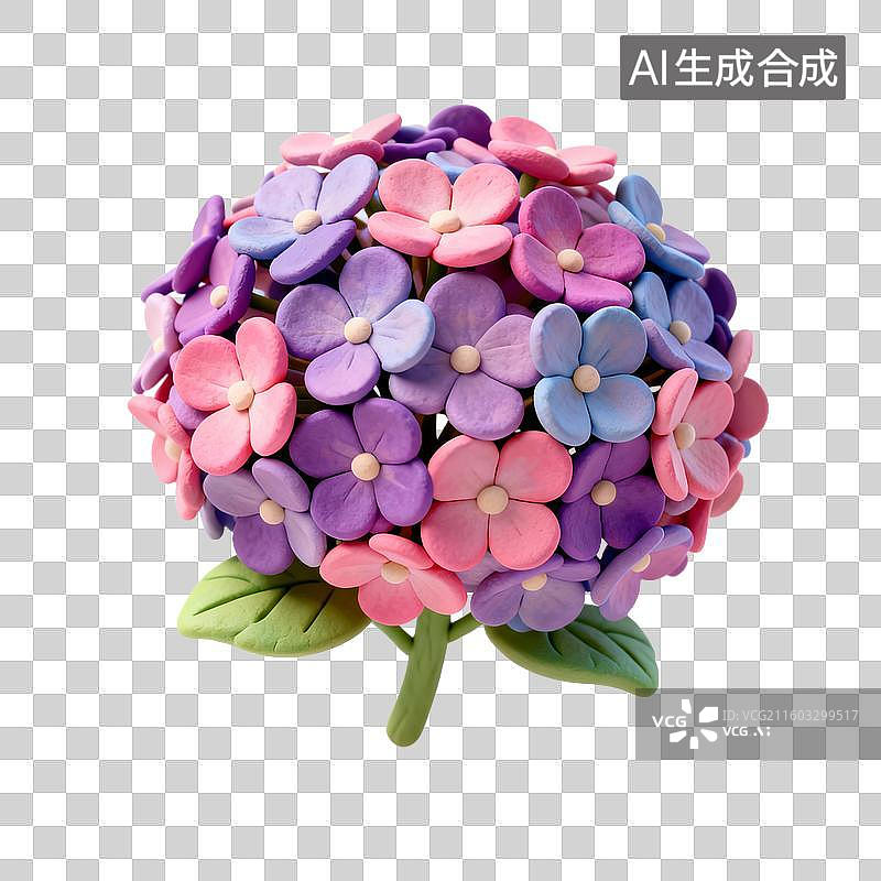 【AI数字艺术】色彩缤纷的绣球花手工花束图片素材
