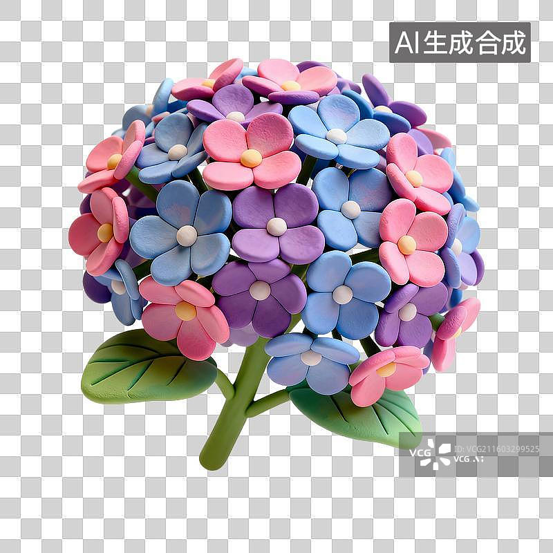【AI数字艺术】色彩缤纷的绣球花手工花束图片素材
