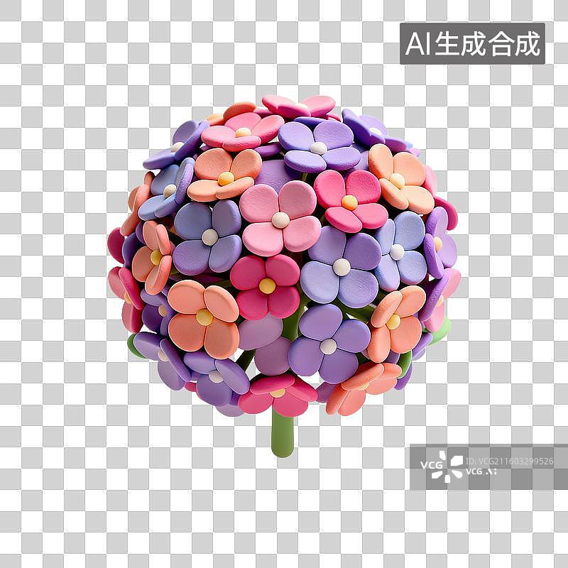 【AI数字艺术】色彩缤纷的绣球花手工花束图片素材