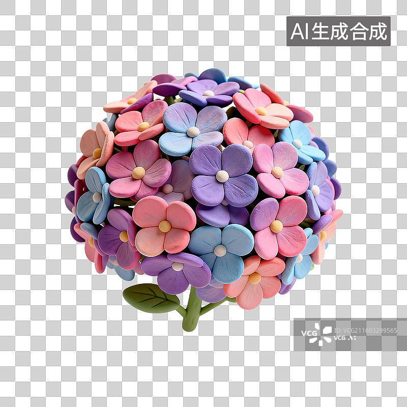 【AI数字艺术】色彩缤纷的绣球花手工花束图片素材