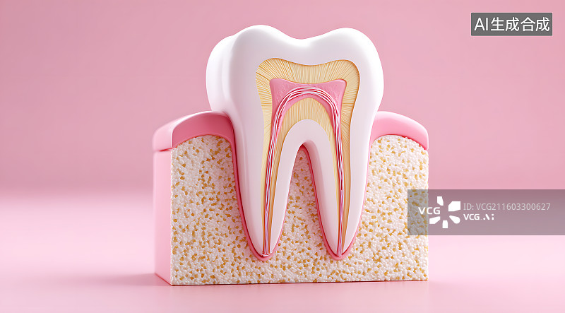 【AI数字艺术】牙龈牙齿横切面模型图片素材