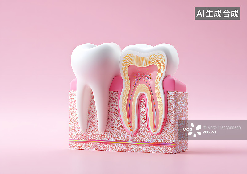【AI数字艺术】牙龈牙齿横切面模型图片素材