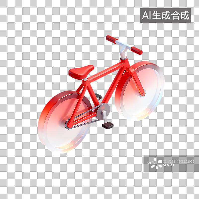 【AI数字艺术】红色发光轮自行车简洁设计图片素材