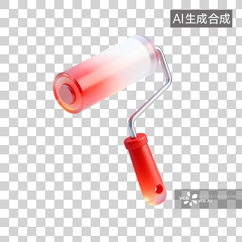 【AI数字艺术】红色油漆滚筒用于装修图片素材