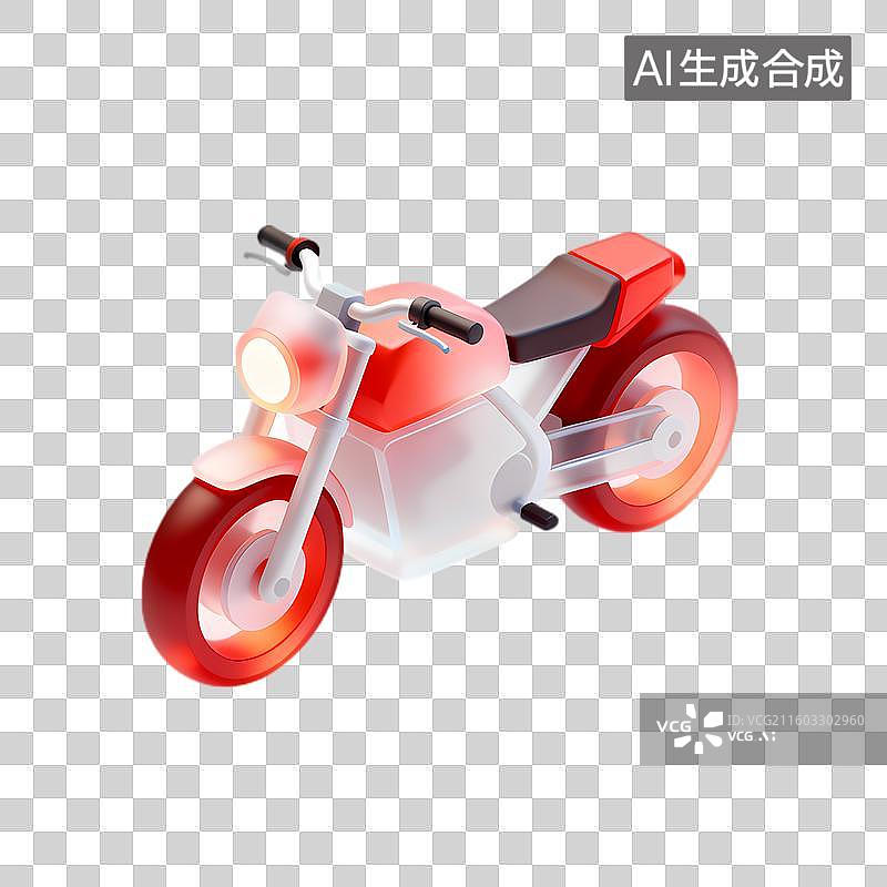 【AI数字艺术】红色白色3D摩托车图示图片素材