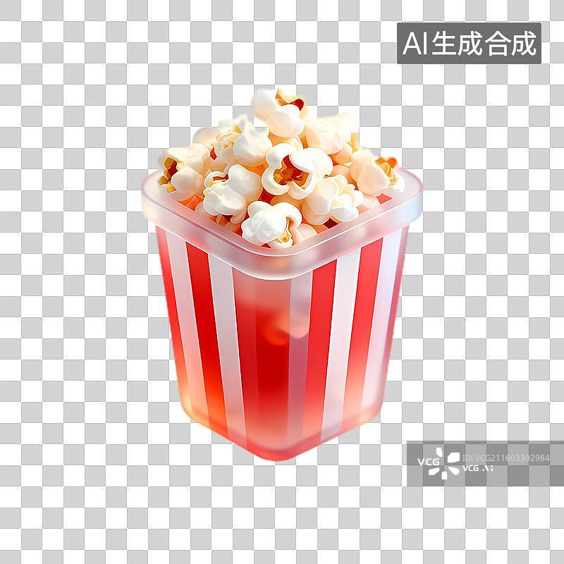 【AI数字艺术】装满爆米花的条纹容器图片素材