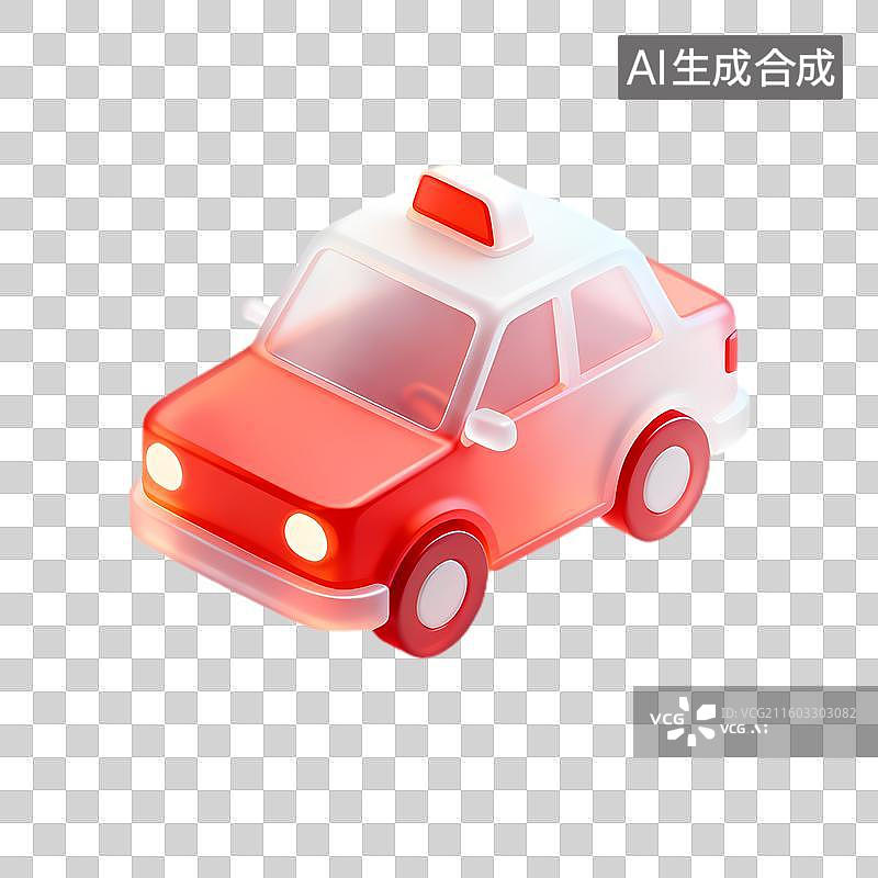 【AI数字艺术】可爱红白配色发光玩具车图片素材