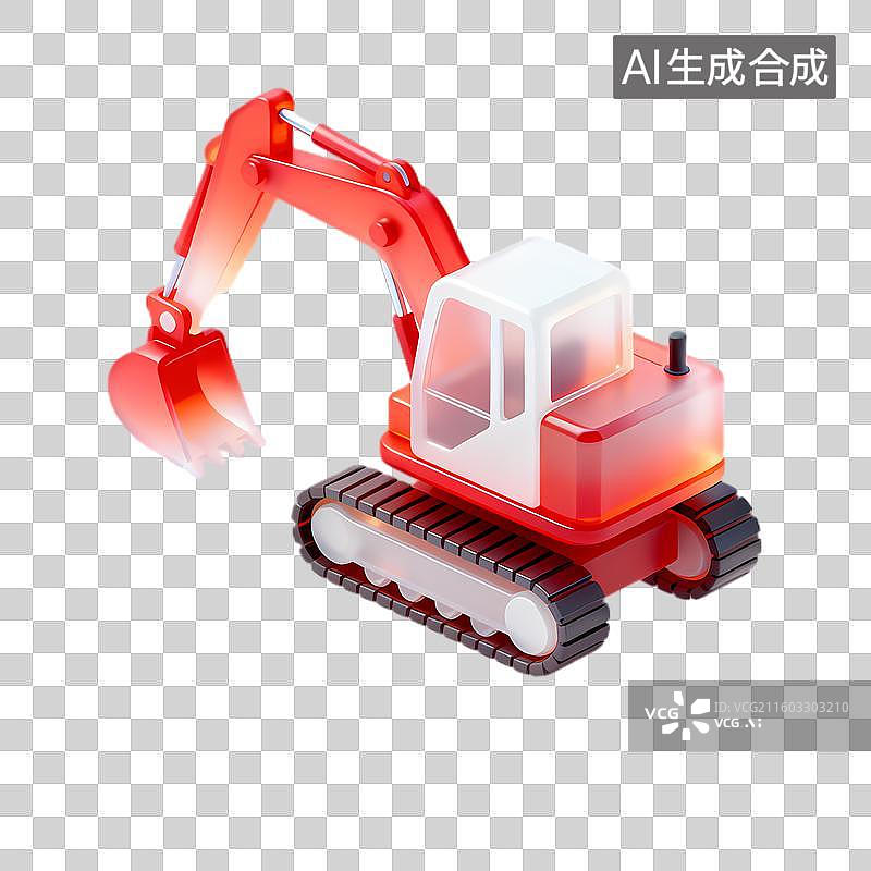 【AI数字艺术】一款彩色3D渲染的小型挖掘机玩具图片素材