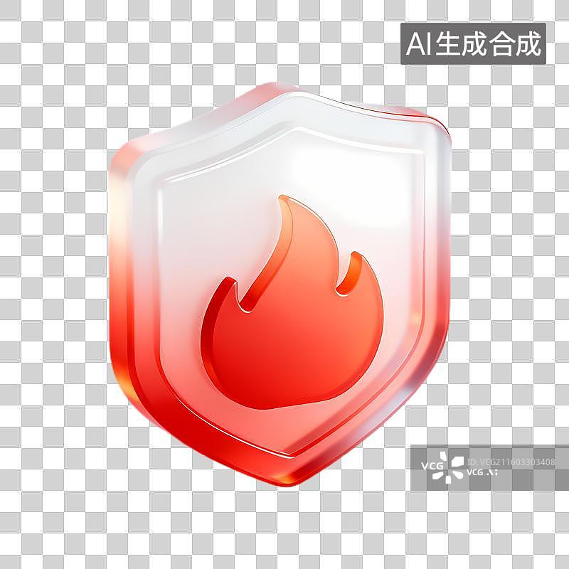 【AI数字艺术】带有火焰图案的安全盾牌图片素材