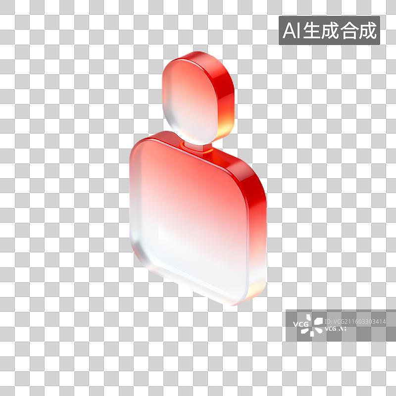 【AI数字艺术】透明红色渐变人物形状图标图片素材