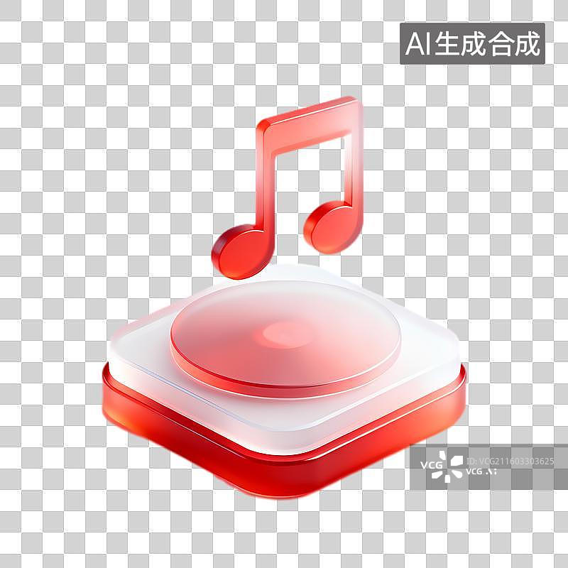 【AI数字艺术】红色音乐播放器图标图片素材