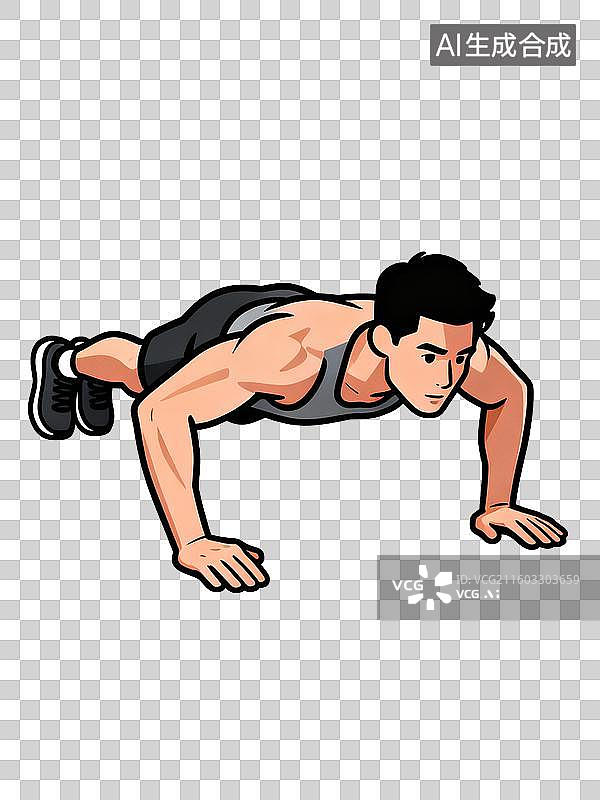 【AI数字艺术】男子做俯卧撑锻炼上身力量图片素材