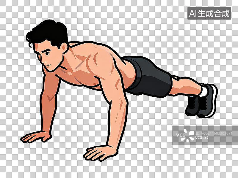 【AI数字艺术】男子做俯卧撑锻炼上身力量图片素材