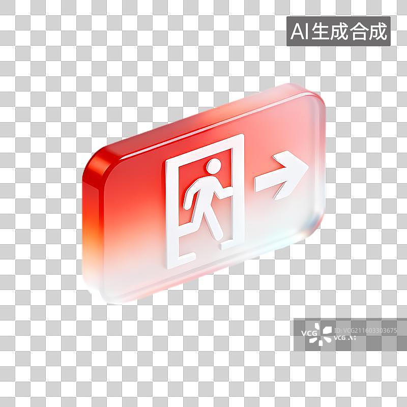 【AI数字艺术】紧急出口指示方向标识图片素材