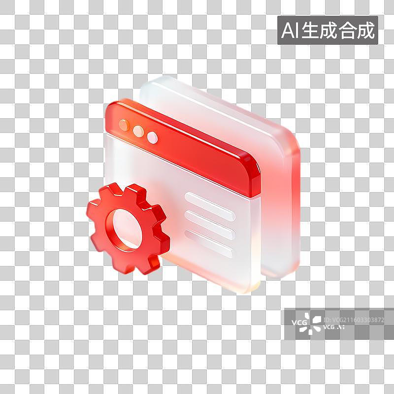 【AI数字艺术】带有齿轮图标的网页浏览器界面图片素材