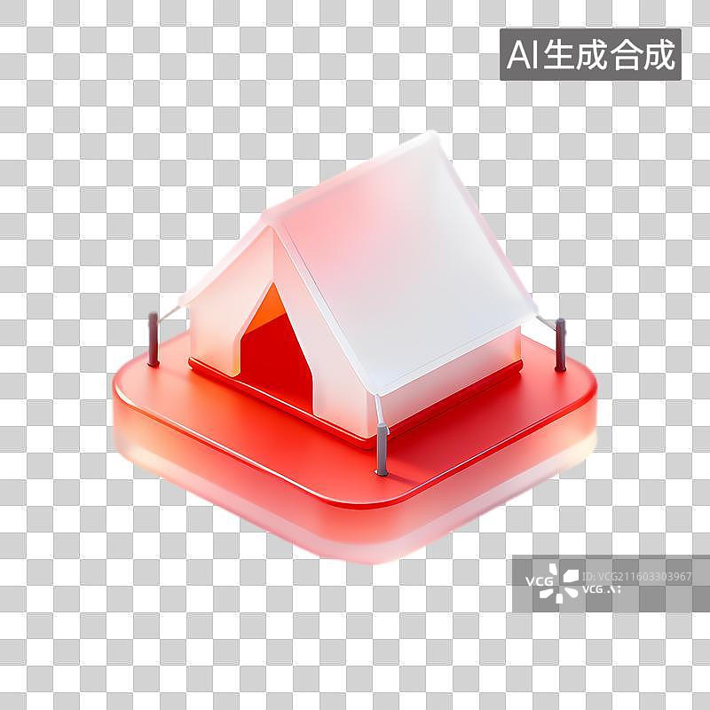 【AI数字艺术】红色底座上的白色小帐篷图片素材