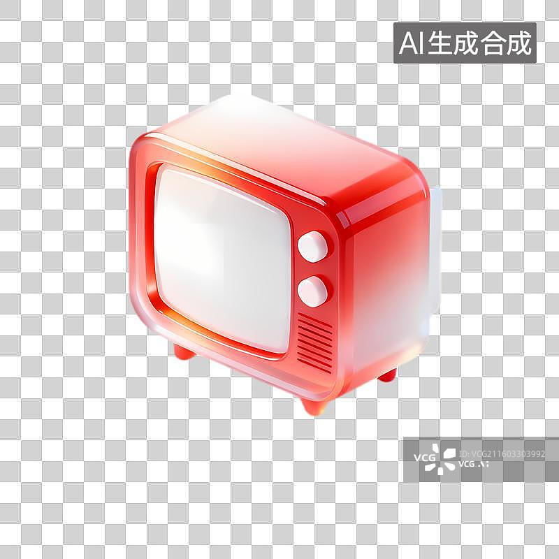 【AI数字艺术】复古红色小电视机图片素材
