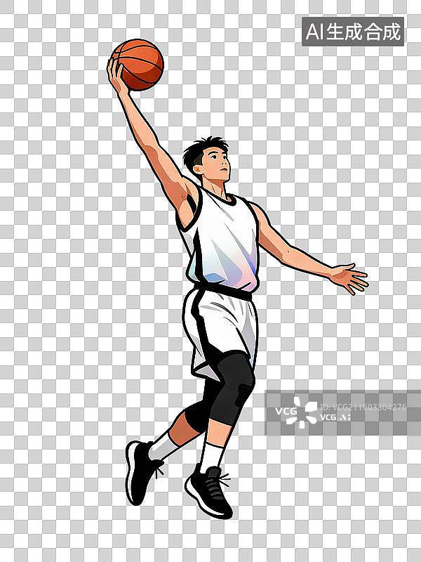 【AI数字艺术】篮球运动员腾空投篮瞬间图片素材