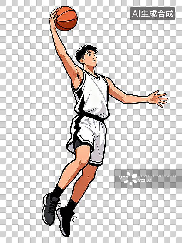 【AI数字艺术】篮球运动员腾空投篮瞬间图片素材