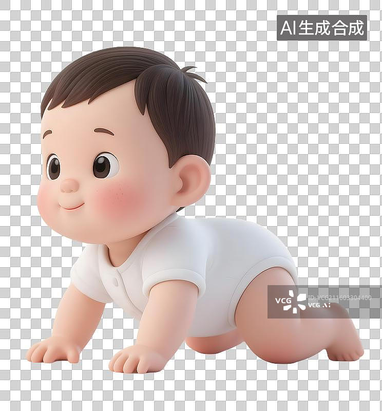 【AI数字艺术】AIGC：一个正在爬行的婴儿，婴儿用品，设计元素，免抠图形图片素材