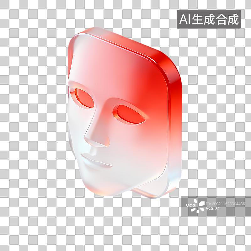 【AI数字艺术】3D渲染红白脸部面膜图标图片素材