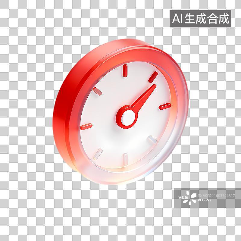 【AI数字艺术】3D红色时钟图标图片素材