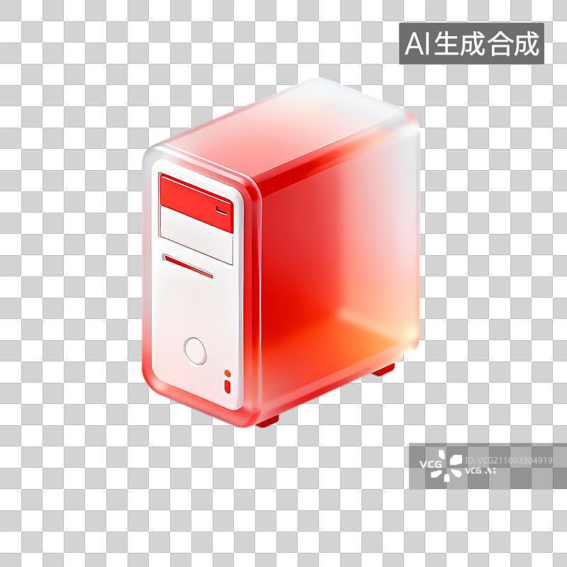【AI数字艺术】红色白色电脑主机图示图片素材