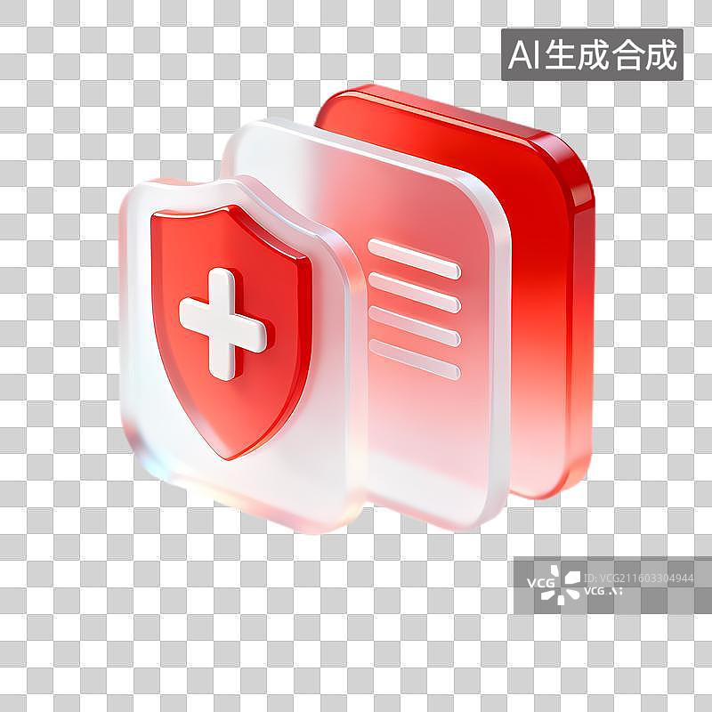 【AI数字艺术】医疗护盾与健康文件保护图片素材