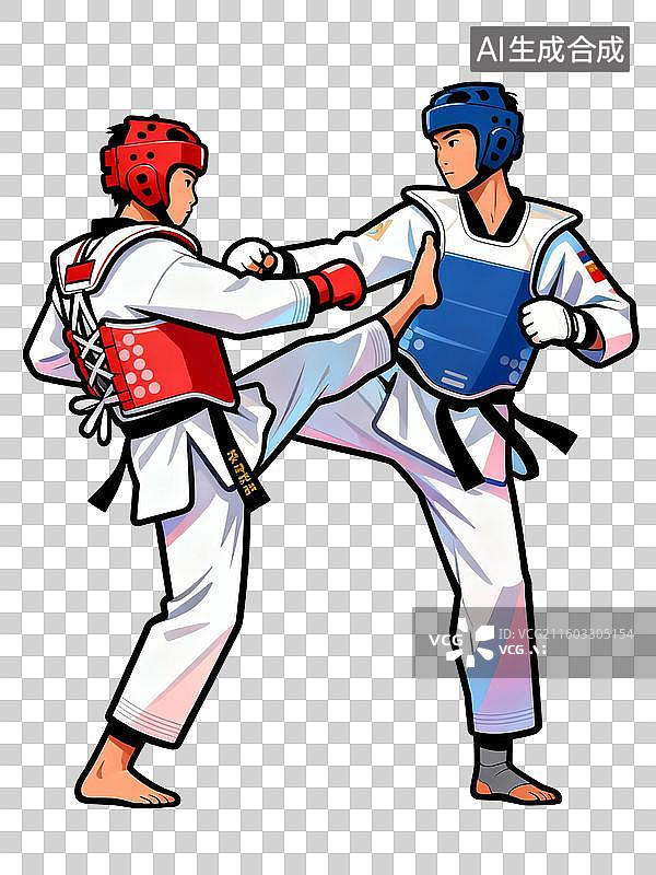 【AI数字艺术】练习跆拳道的人物图片素材