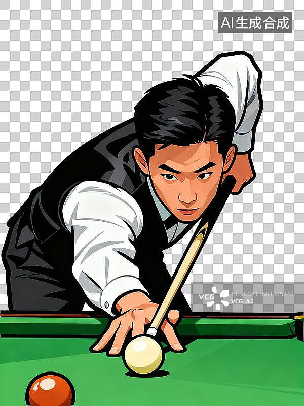 【AI数字艺术】男子专注打台球场景图片素材
