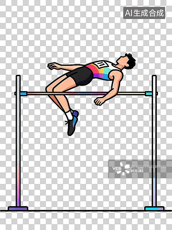 【AI数字艺术】男性运动员跳高瞬间图片素材