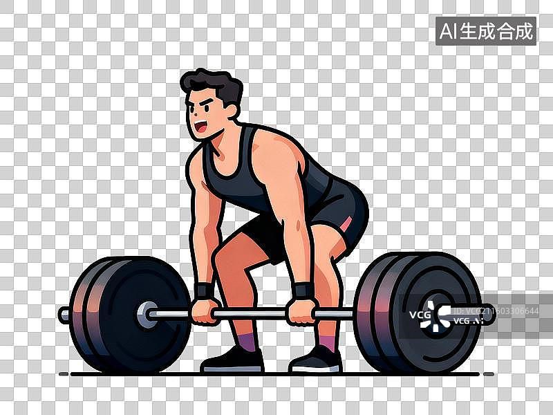 【AI数字艺术】男子进行杠铃硬拉训练图片素材