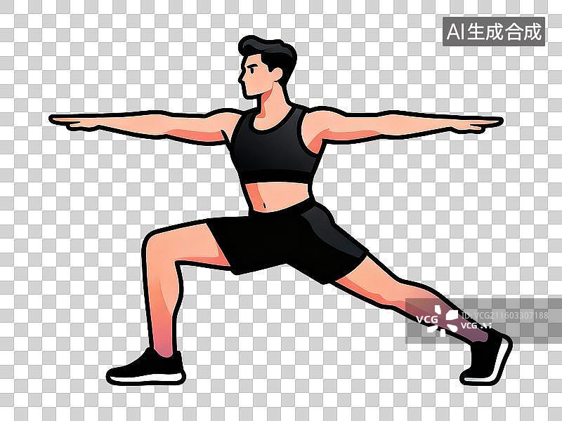 【AI数字艺术】男子进行弓步锻炼图片素材