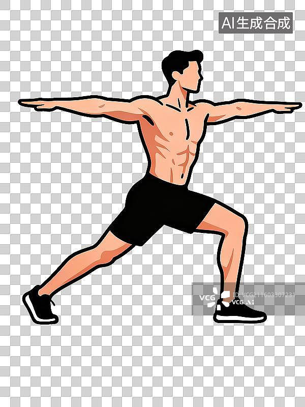 【AI数字艺术】男子进行弓步锻炼图片素材